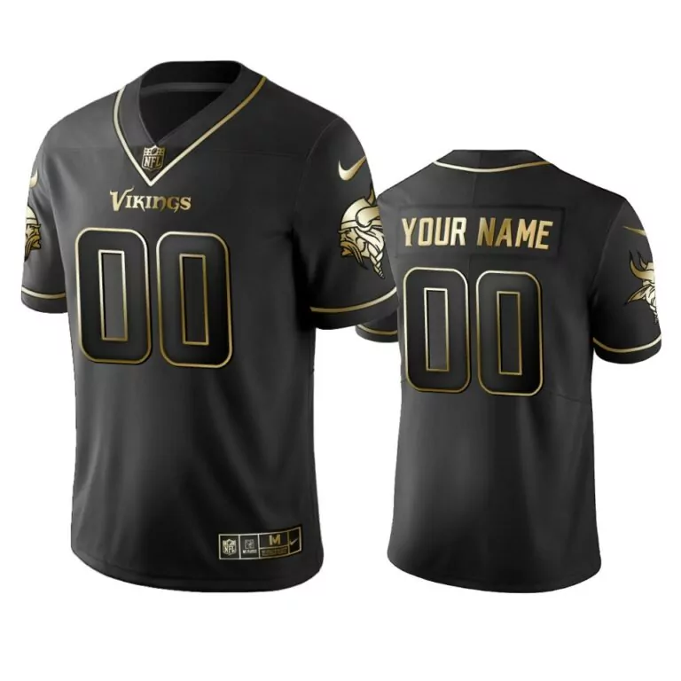 Custom Vikings Jersey Black Gold Vapor