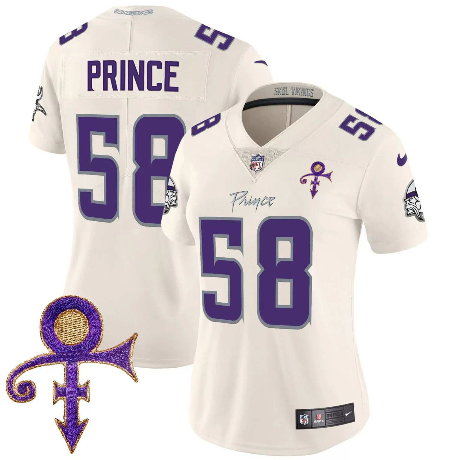 Myles Price 58 Minnesota Vikings Jersey Cream Prince Prince's Symbol Men Purple Grey