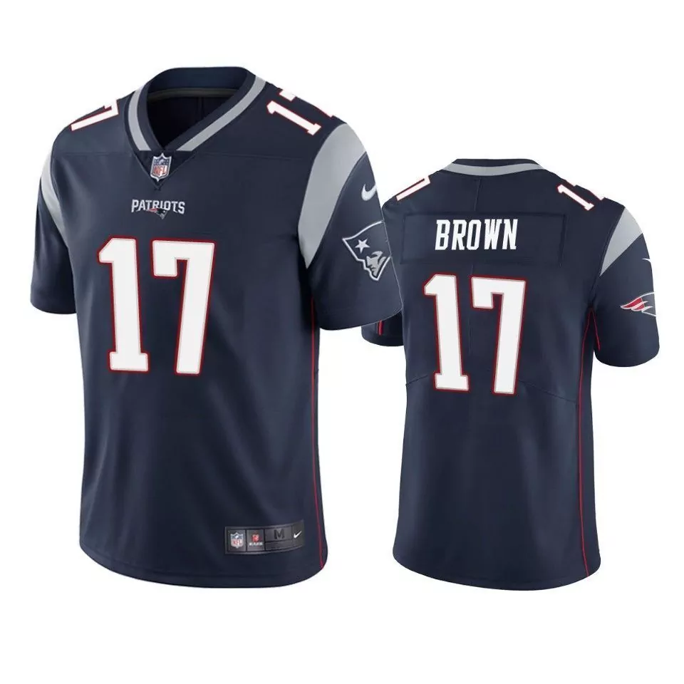 Antonio Brown 17 Jersey Navy New England Patriots Men Replica Gray Red Vapor Limited