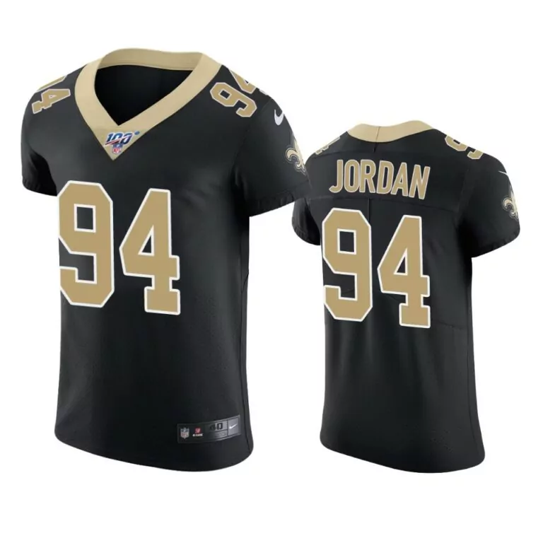 Jordan 94 Saints Jersey Black Men Replica Gold Vapor Elite