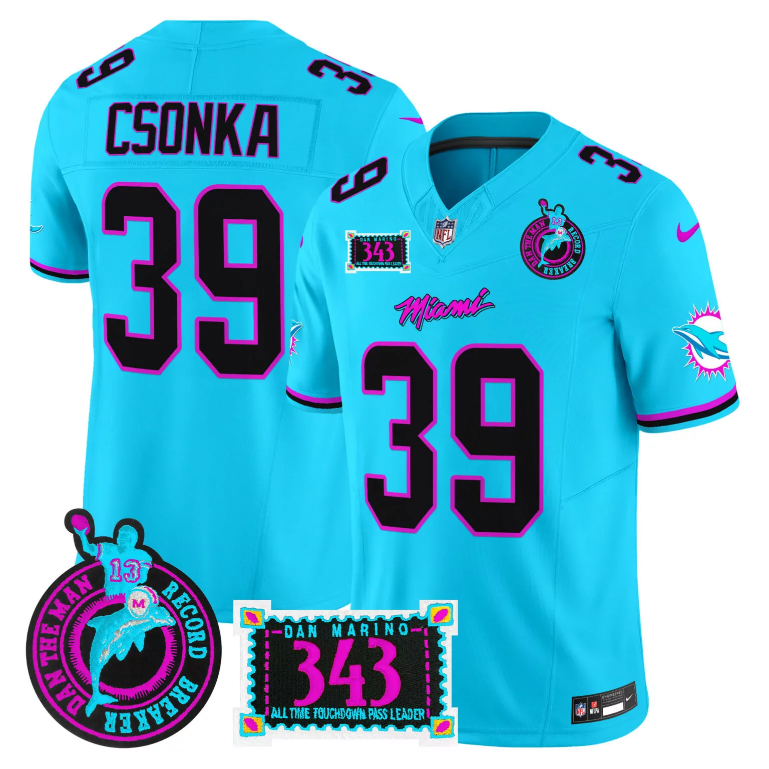 Larry Csonka 39 Miami Dolphins Jersey Aqua Camo Dan Man Record Breaker Men Standard
