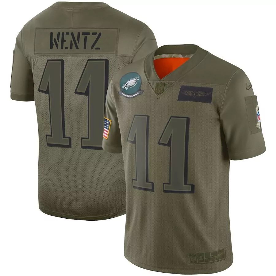 Carson Wentz 11 Jersey Olive Green Salute To Service Philadelphia Eagles Us Flag