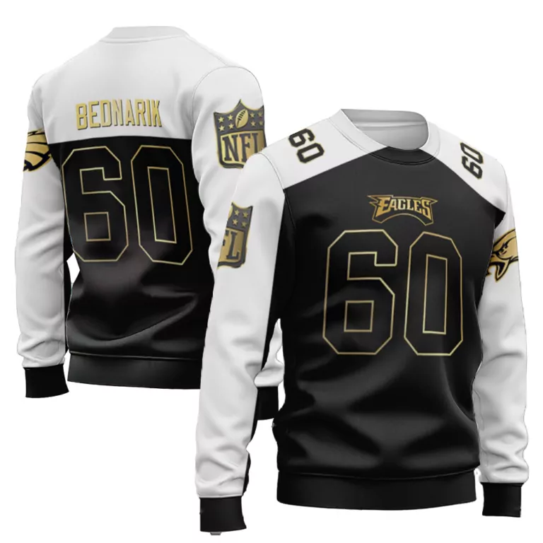 Chuck Bednarik 60 Eagles Jersey Black Men White Gold Vapor Alternate