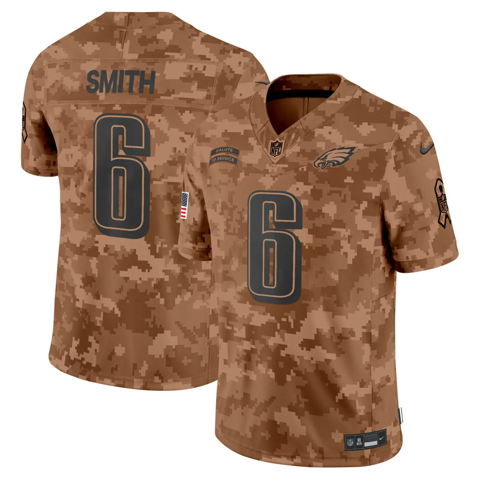 Devonta Smith 6 Jersey Brown Salute To Service Philadelphia Eagles American Flag