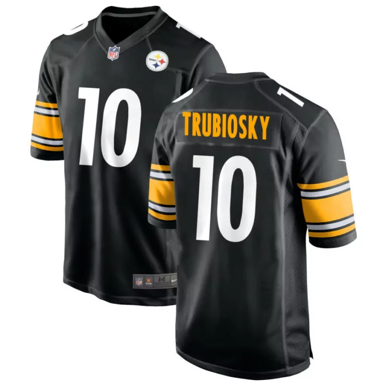 Mitchell Trubisky 10 Steelers Jersey Black Men Standard Gold White Game
