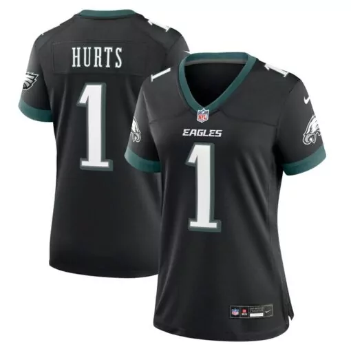 Jalen Hurts 1 Eagles Jersey Black Men Replica Green White Alternate Game