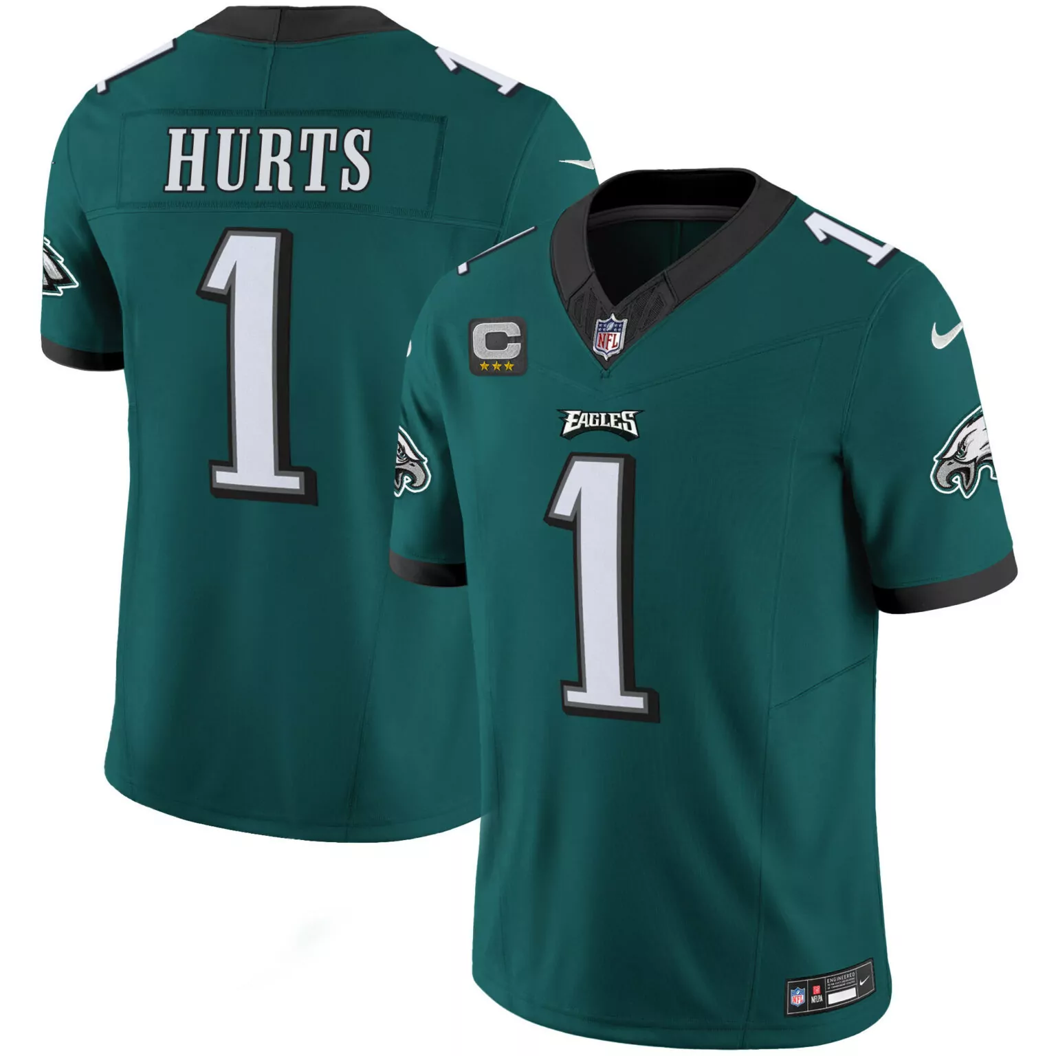 Jalen Hurts 1 Eagles Jersey Green Men Black White All Stitched