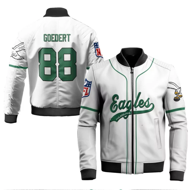 Dallas Goedert 88 Jersey White Philadelphia Eagles Men Bomber Jacket Green Retired
