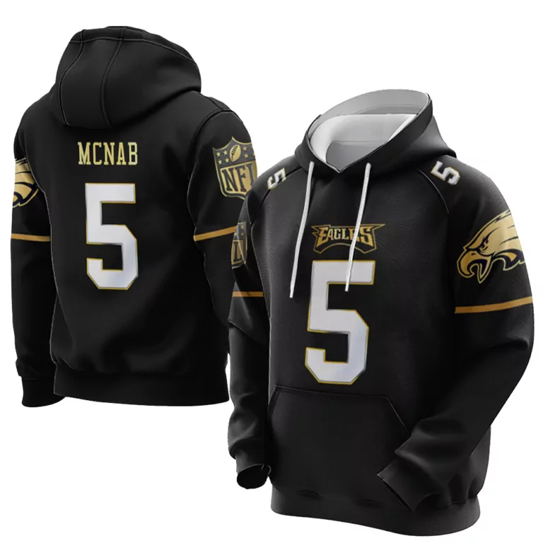 Donovan Mcnab 5 Eagles Jersey Black Men Hoodie Gold White Vapor Limited