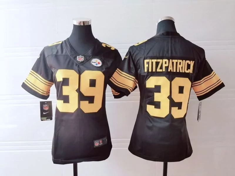 Minkah Fitzpatrick 39 Jersey Black Pittsburgh Steelers Women Gold