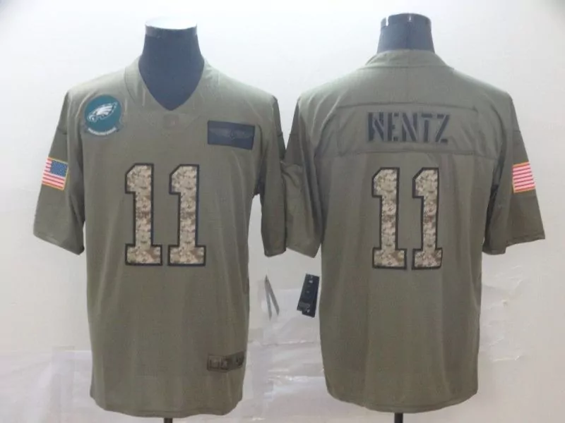 Carson Wentz 11 Jersey Olive Green Salute To Service Philadelphia Eagles Us Flag Air Force