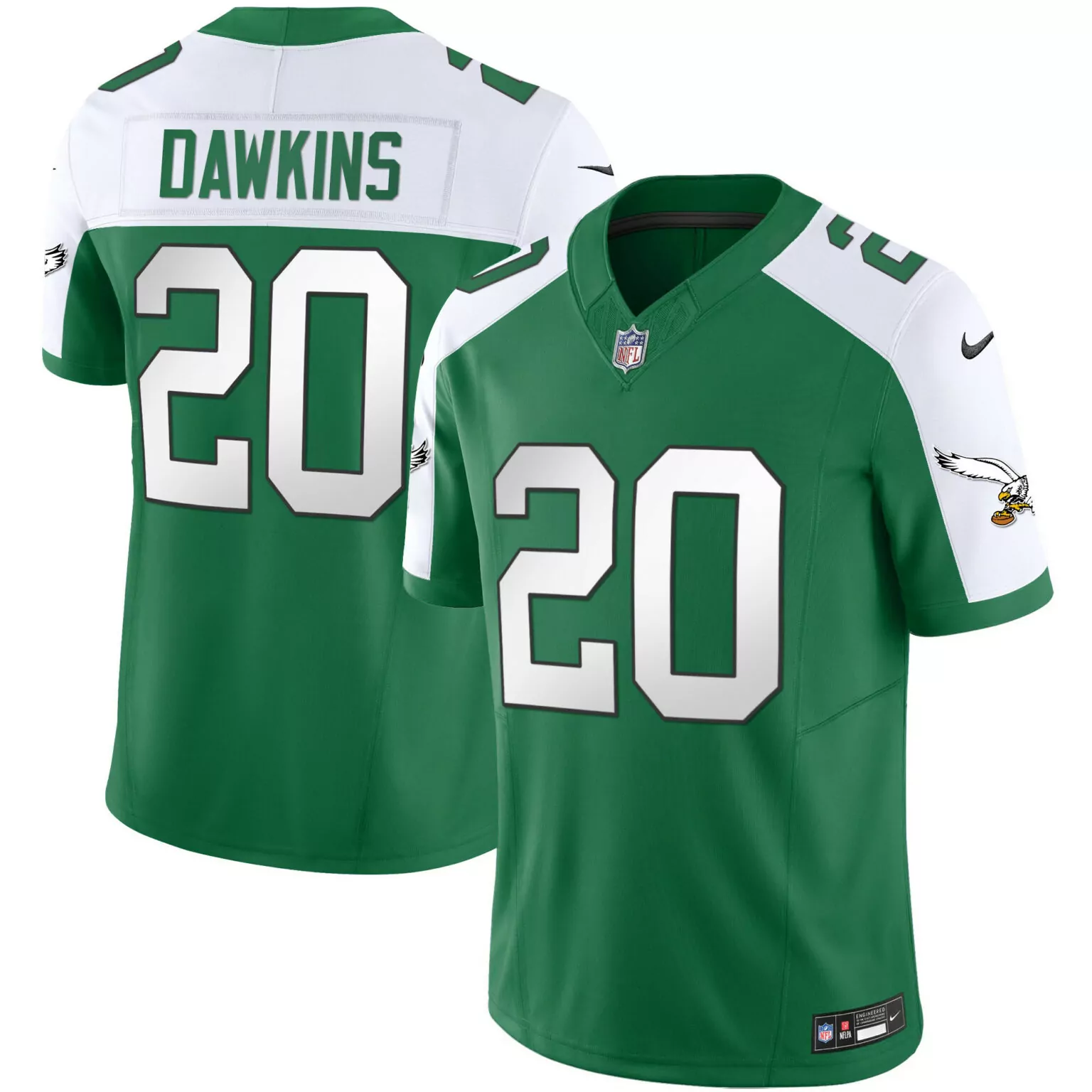 Brian Dawkins 20 Jersey Green Philadelphia Eagles Men Player White Alternate All