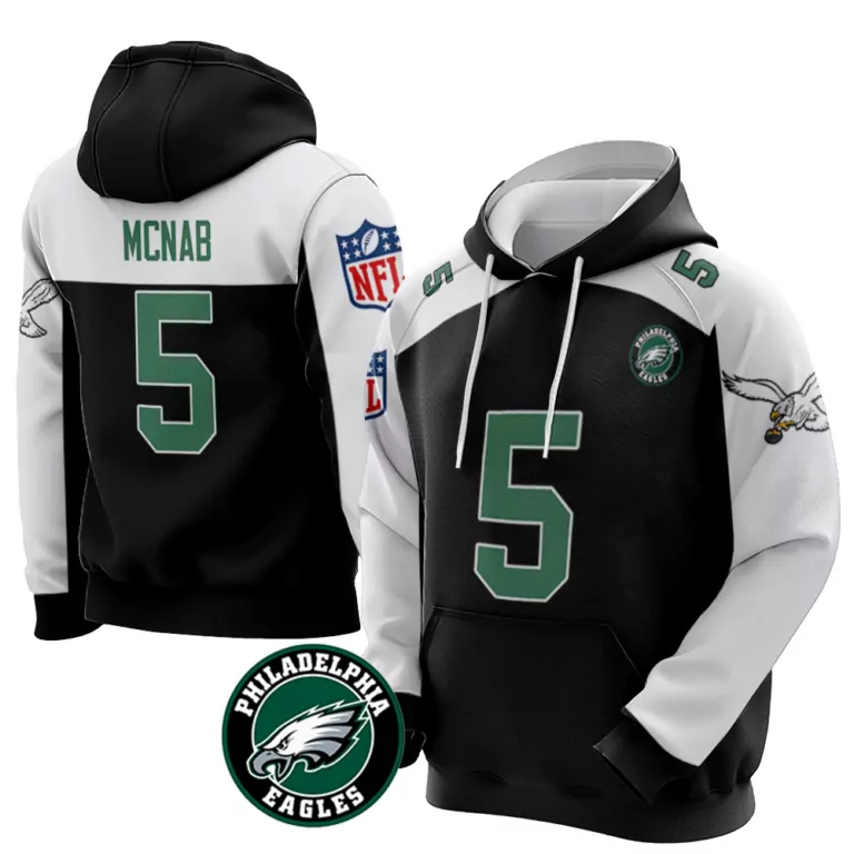 Donovan Mcnab 5 Jersey Black Philadelphia Eagles Men Hoodie Split Design White Green
