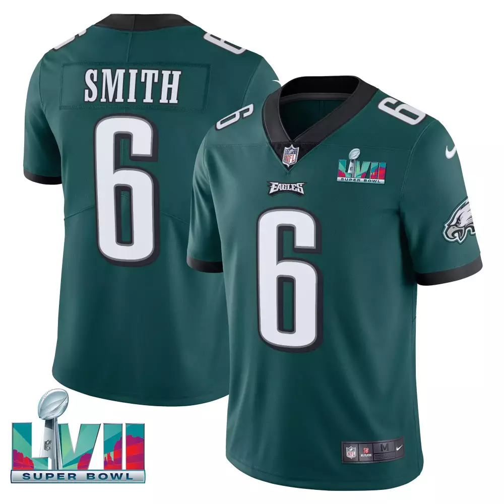 Smith 6 Eagles Jersey Green Super Bowl Lvii Men Black White Vapor All Stitched