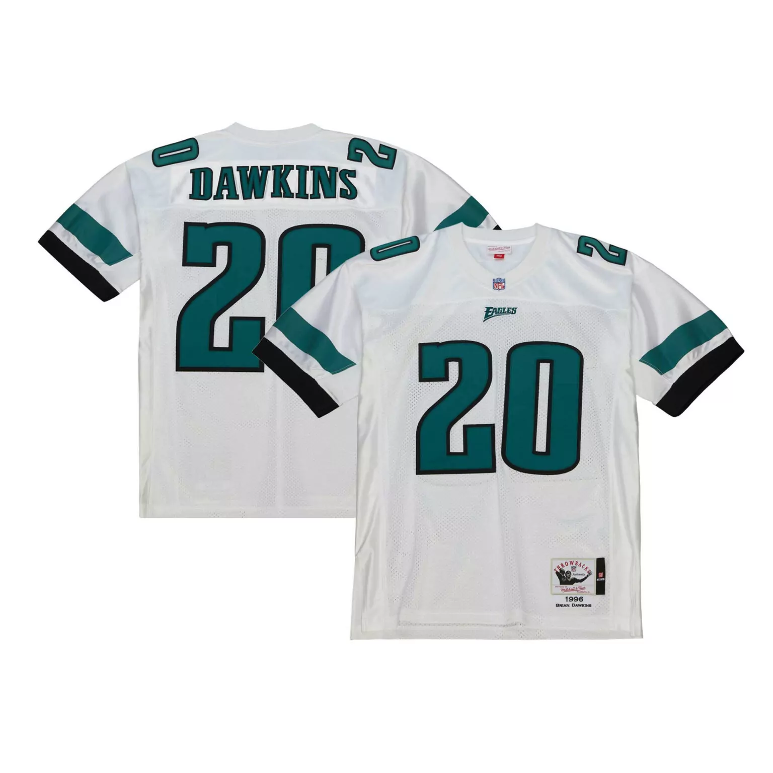 Brian Dawkins 20 Eagles Jersey White 1996 Throwback Men Green Black Retired