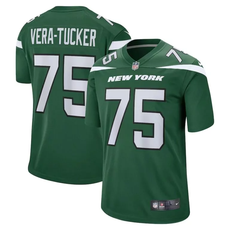 Andrew Vera 75 New York Jets Jersey Green Men White Game