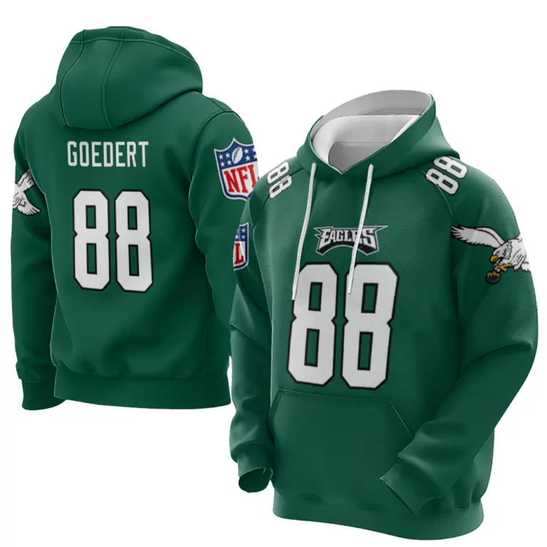 Dallas Goedert 88 Eagles Jersey Green Men Hoodie White Vapor Limited Collection
