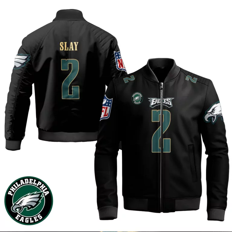 Darius Slay 2 Philadelphia Eagles Jersey Black Men Bomber Jacket Green White Gold