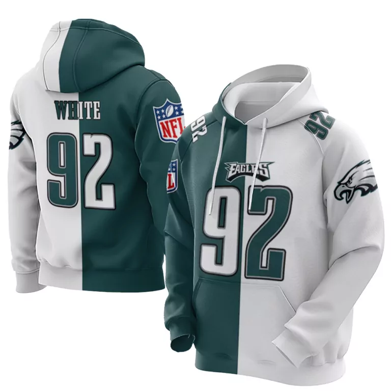 Reggie White 92 Eagles Jersey Green Men Hoodie Split