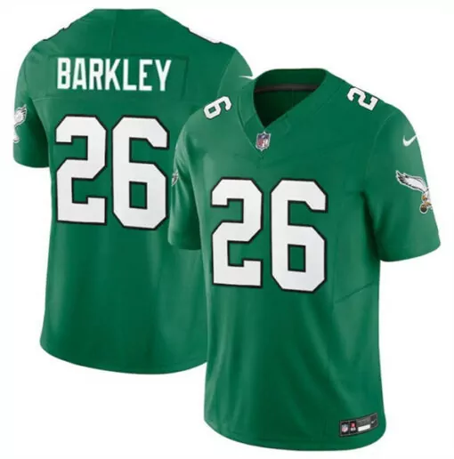 Saquon Barkley 26 Jersey Green Philadelphia Eagles Men Player White Vapor Throwback
