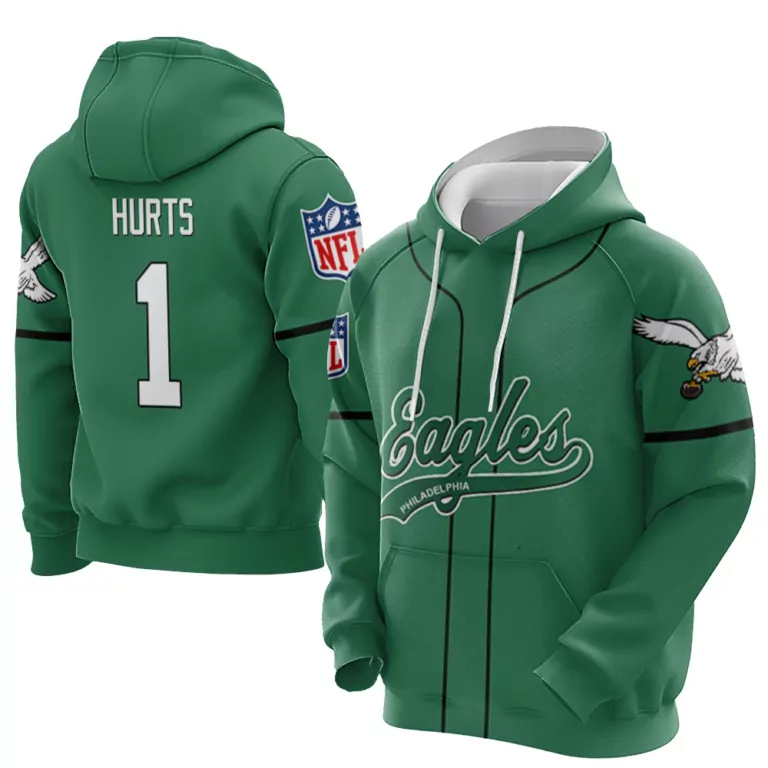 Jalen Hurts 1 Philadelphia Eagles Jersey Green Men Hoodie White Black Retired
