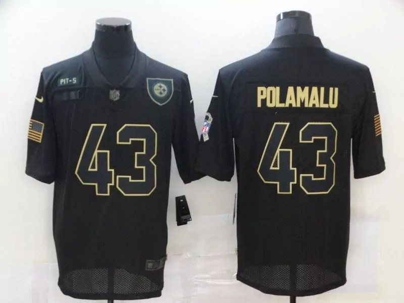 Troy Polamalu 43 Jersey Black Pittsburgh Steelers American Flag Men Gold Vapor