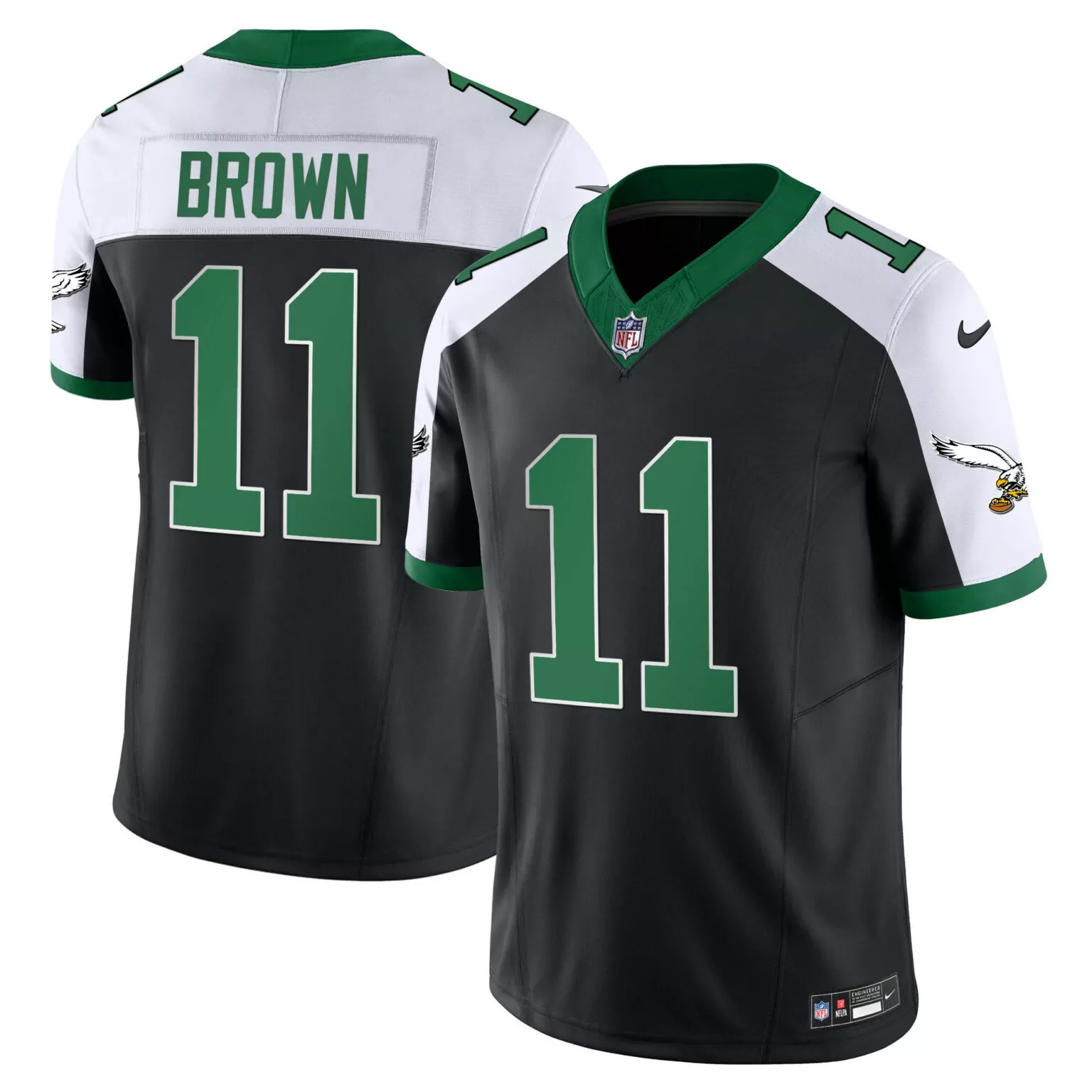 Aj Brown 11 Philadelphia Eagles Jersey Black Men Standard Alternate Split Design