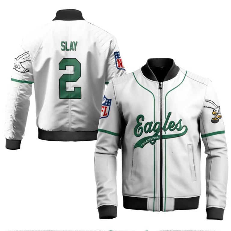 Darius Slay 2 Philadelphia Eagles Jersey White Men Bomber Jacket Green Retired