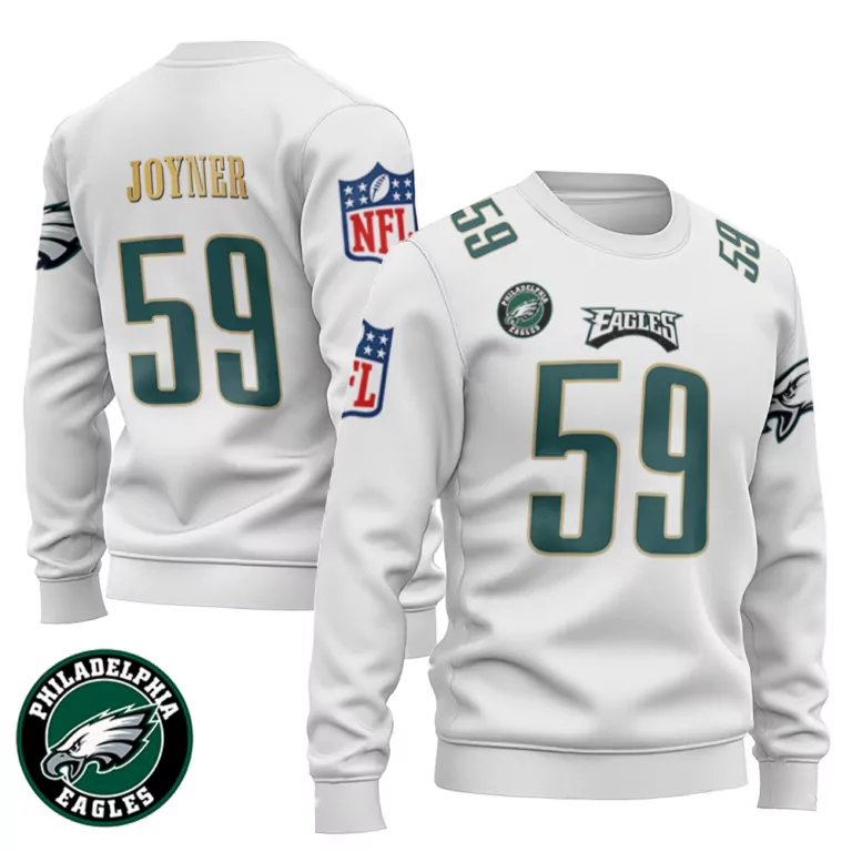 Seth Joyner 59 Jersey White Philadelphia Eagles Sweatshirt Green Black Gold