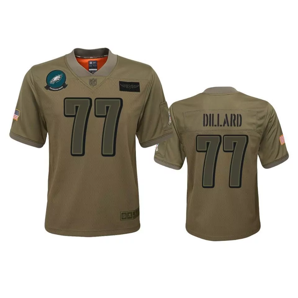 Andre Dillard 77 Jersey Olive Green Philadelphia Eagles American Flag Men Authentic