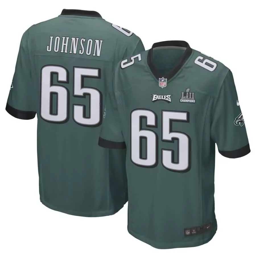 Lane Johnson 65 Eagles Jersey Green Super Bowl Lii Champions Men White Black Game