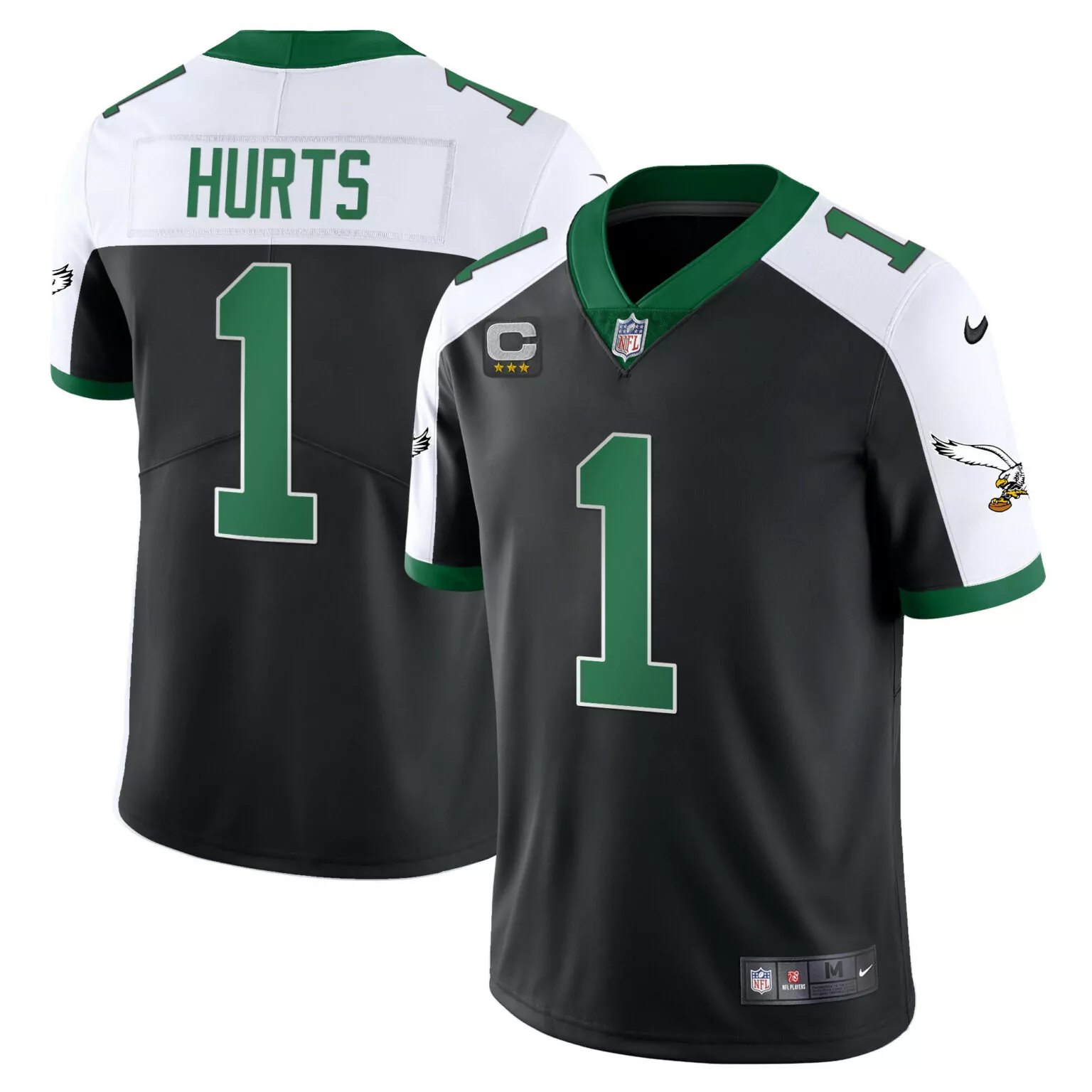 Jalen Hurts 1 Philadelphia Eagles Jersey Black Players Men Replica Alternate Green
