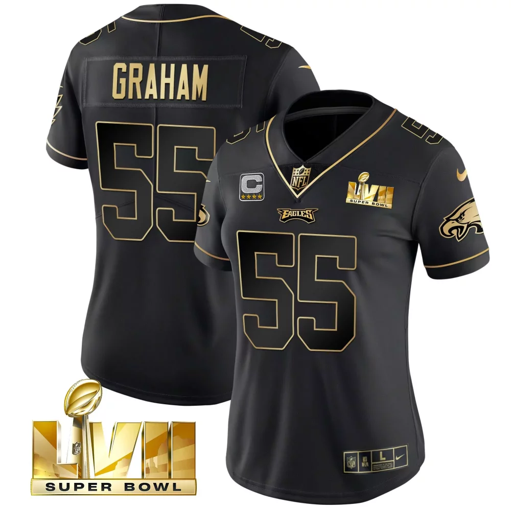 Brandon Graham 55 Eagles Jersey Black Super Bowl Lvii Men Gold Vapor All Stitched