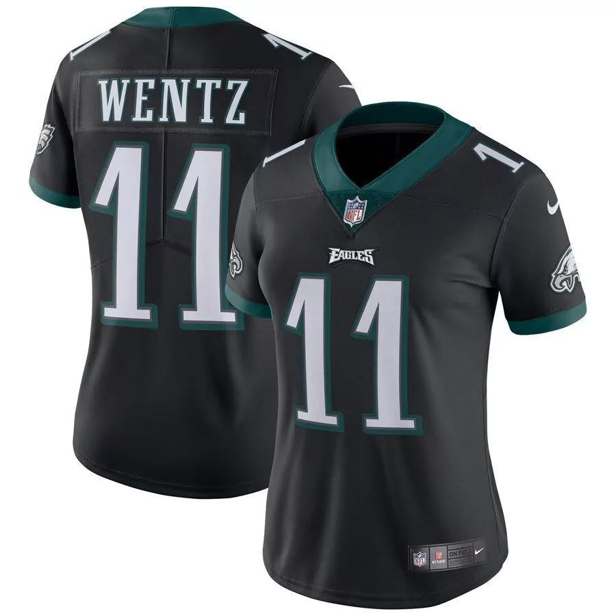 Carson Wentz 11 Eagles Jersey Black Women Replica Green White Vapor Limited