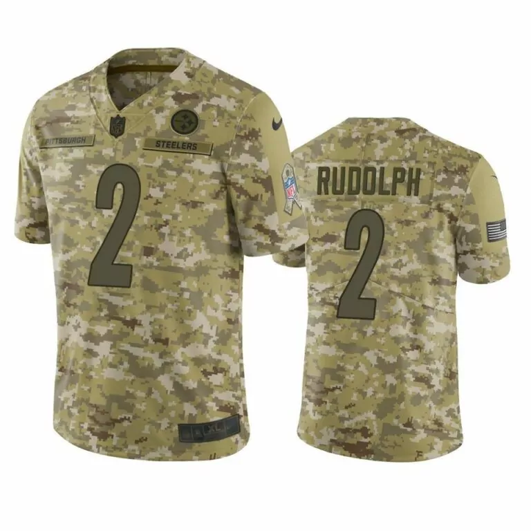Mason Rudolph 2 Jersey Camouflage Salute To Service Pittsburgh Steelers American Flag Ribbon