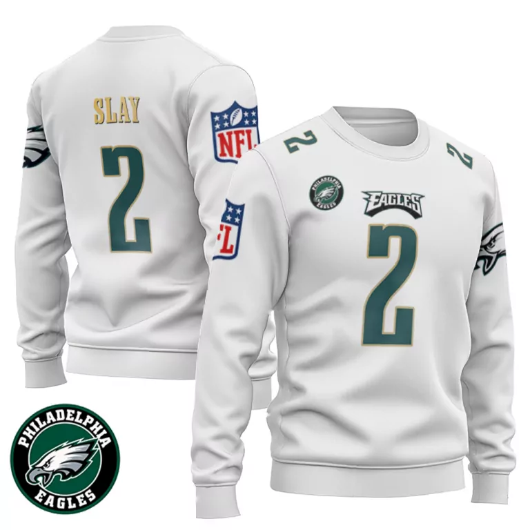 Darius Slay 2 Philadelphia Eagles Jersey White Men Sweatshirt Green Gold