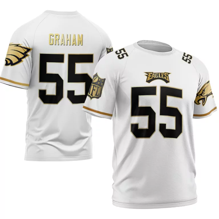Brandon Graham 55 Eagles Jersey White Men Black Gold Vapor