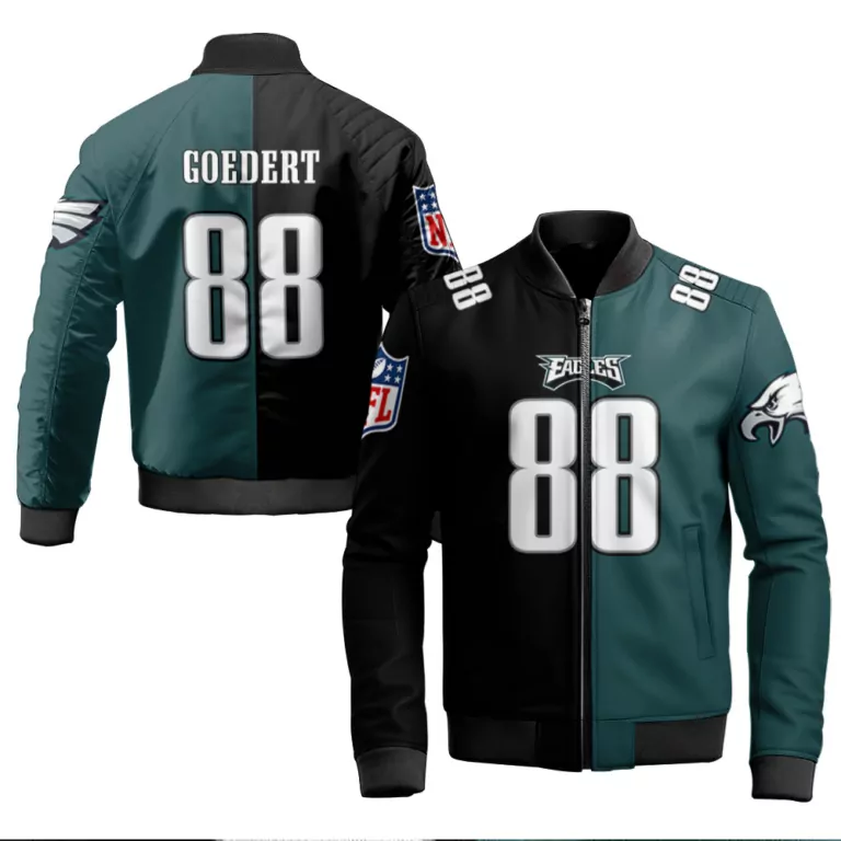 Dallas Goedert 88 Jersey Green Philadelphia Eagles Men Bomber Jacket Split Black