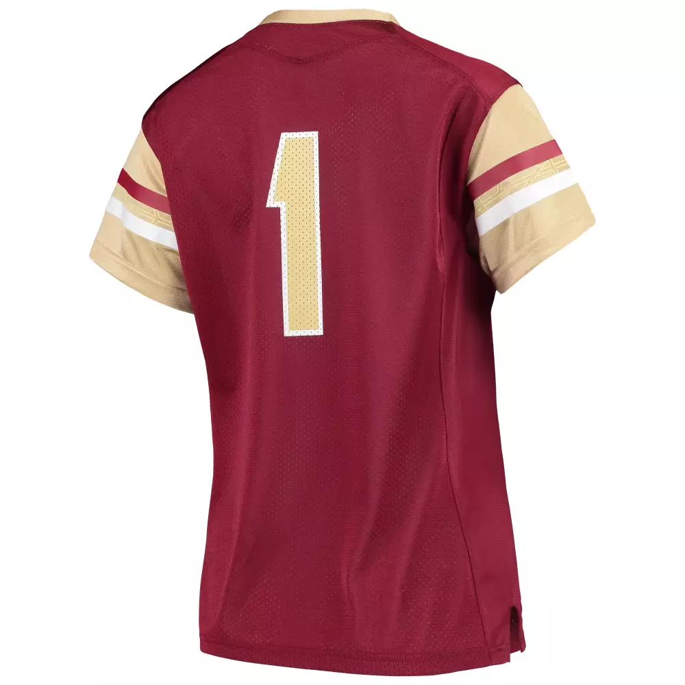 Custom Florida State 1 Jersey Maroon Women Alternate Gold White Red Replica