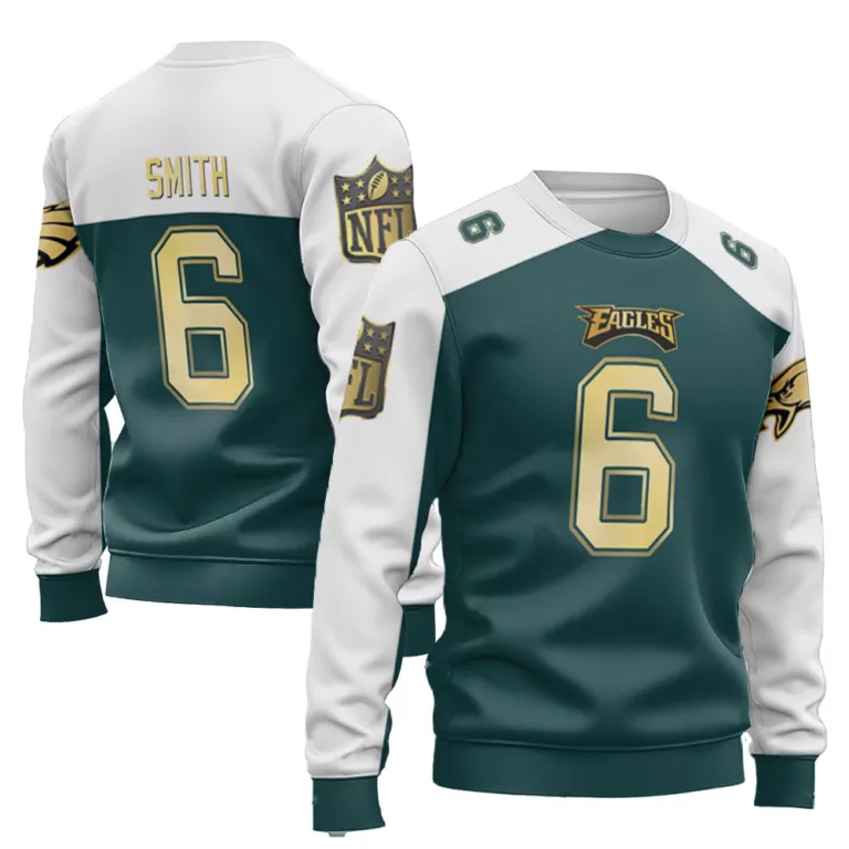 Devonta Smith 6 Eagles Jersey Green Men Sweatshirt White Gold Vapor Alternate