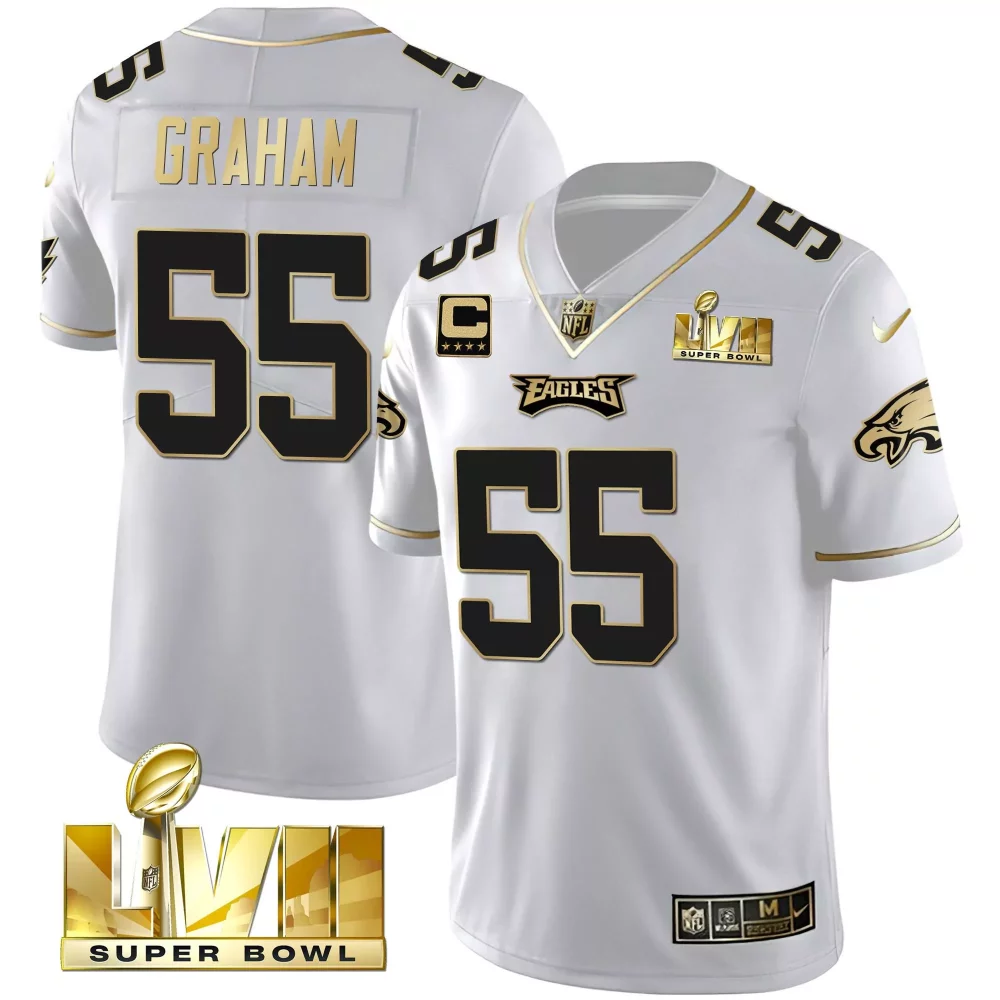 Graham 55 Eagles Jersey White Super Bowl Lvii 2022 Men Black Gold Vapor All Stitched