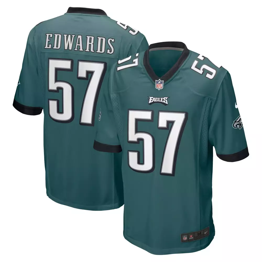 Tj Edwards 57 Eagles Jersey Green Men Replica White Black Game