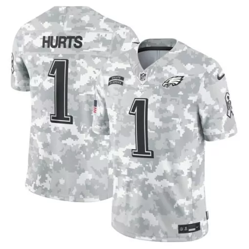 Jalen Hurts 1 Philadelphia Eagles Jersey Gray Salute To Service Men Digital Camouflage