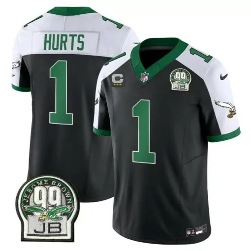 Jalen Hurts 1 Philadelphia Eagles Jersey Black Jerome Brown 99 Jb Men Replica Alternate