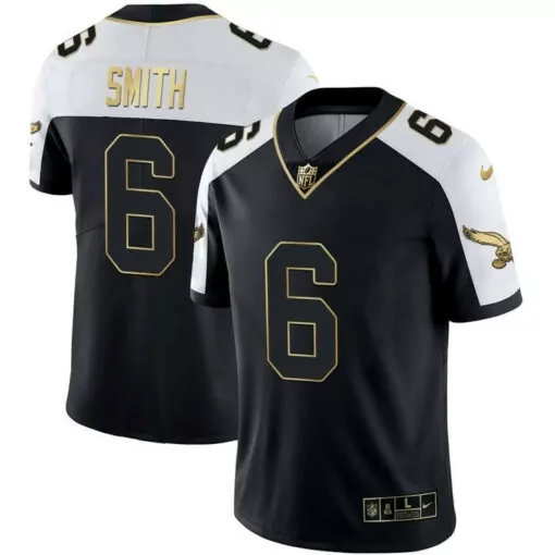 Devonta Smith 6 Jersey Black New Orleans Saints Men Alternate White Gold All Stitched