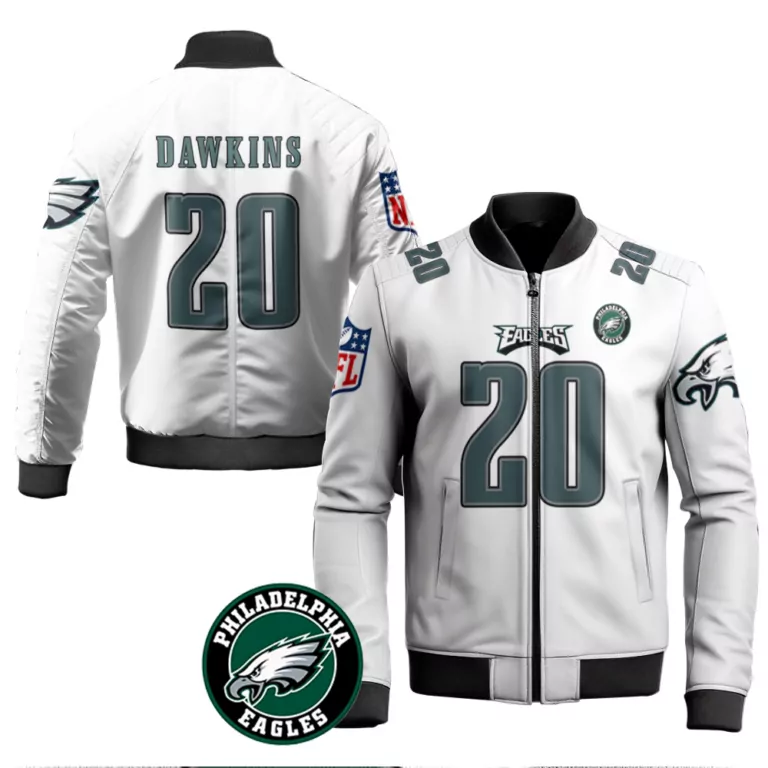 Brian Dawkins 20 Jersey White Philadelphia Eagles Men Bomber Jacket Green Black Vapor