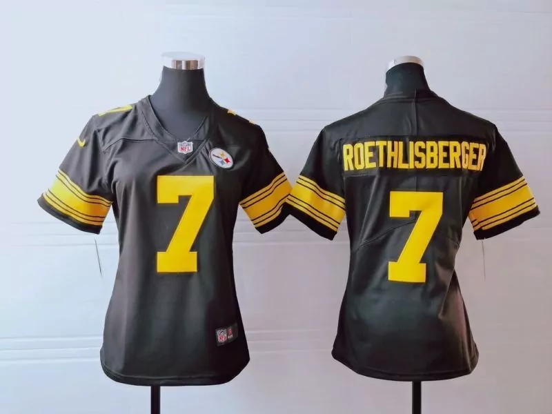 Ben Roethlisberger 7 Jersey Black Pittsburgh Steelers Women Yellow
