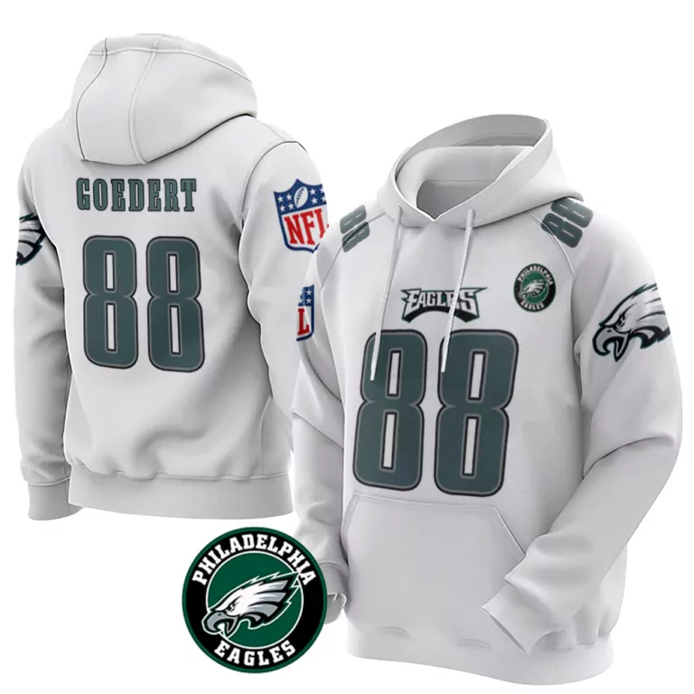 Dallas Goedert 88 Jersey White Philadelphia Eagles Men Hoodie Dark Green Grey Vapor