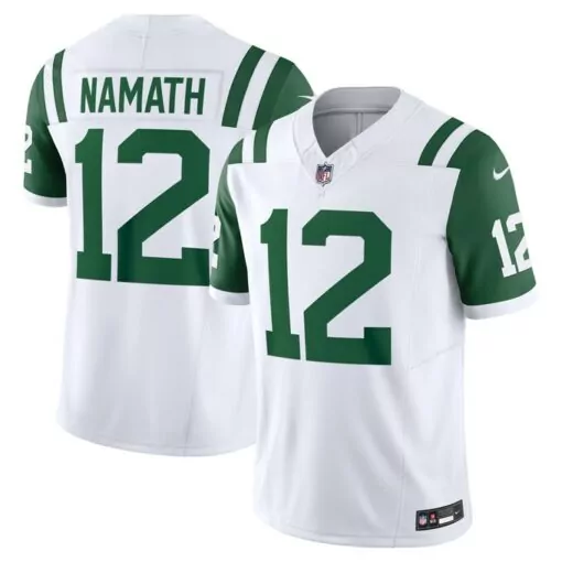 Joe Namath 12 New York Jets Jersey White Men Alternate Green Classic Vapor Retired