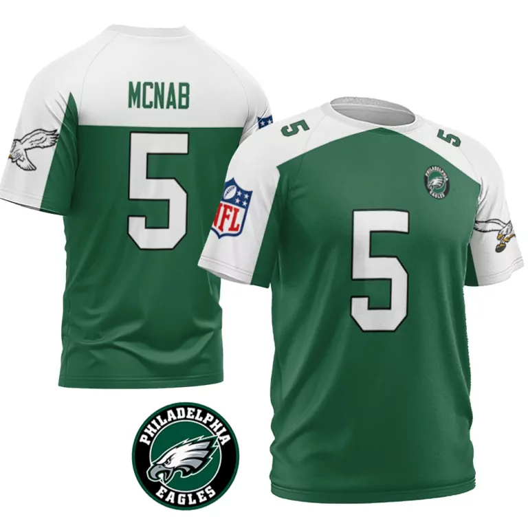 Donovan Mcnab 5 Jersey Green Philadelphia Eagles Men Split Design White Throwback